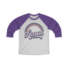 Load image into Gallery viewer, Amen (Purple) Unisex Tri-Blend 3/4 Raglan Tee