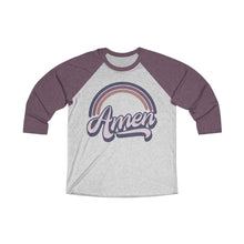 Load image into Gallery viewer, Amen (Purple) Unisex Tri-Blend 3/4 Raglan Tee