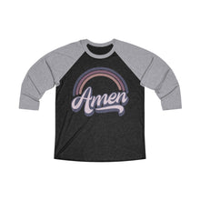 Load image into Gallery viewer, Amen (Purple) Unisex Tri-Blend 3/4 Raglan Tee