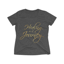 Load image into Gallery viewer, Healing is a Journey (Gold Lettering) Women's Heather Wicking Tee