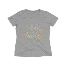 Load image into Gallery viewer, Healing is a Journey (Gold Lettering) Women's Heather Wicking Tee