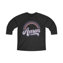 Load image into Gallery viewer, Amen (Purple) Unisex Tri-Blend 3/4 Raglan Tee