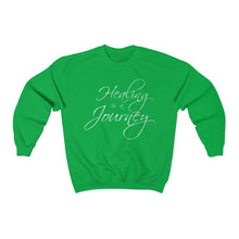 Load image into Gallery viewer, Healing is a Journey (White Lettering) Unisex Heavy Blend™ Crewneck Sweatshirt