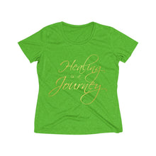 Load image into Gallery viewer, Healing is a Journey (Gold Lettering) Women&#39;s Heather Wicking Tee
