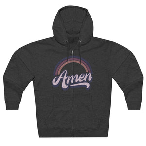 Amen (purple)Unisex Premium Full Zip Hoodie